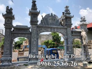 Lắp đặt Cổng đá Tam Quan - Mẫu Cổng đá đẹp Đình Chùa, Bảo điện, Từ đường, Nhà thờ họ.