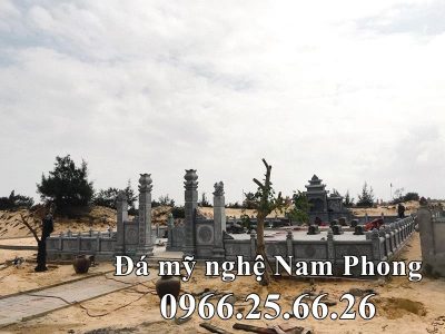 Lan can đá xanh rêu cho khu Lăng mộ đá đẹp Nam Phong