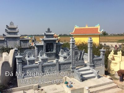 Mẫu Lăng mộ đá xanh đen tự nhiên, đẹp nhà Chú Dũng Nam Định [lăng đá xanh]