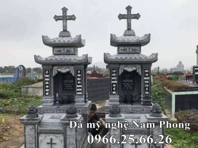 Mộ đá công giáo hai mái đẹp Nam Phong, Ninh Bình 2022