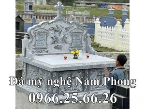 Mộ đá đôi bằng đá xanh đen Thanh Hóa