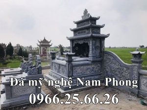 Mẫu Lăng Mộ đá đôi 3 mái đẹp