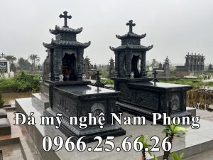 Mộ đá công giáo đẹp có 2 mái tại Ninh Bình