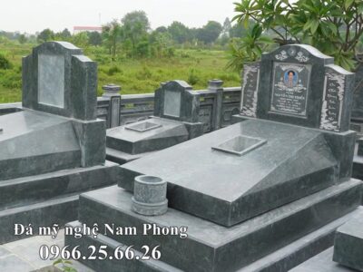 Mẫu mộ đá xanh rêu hiện đại, cao cấp, bề thế, giá tốt