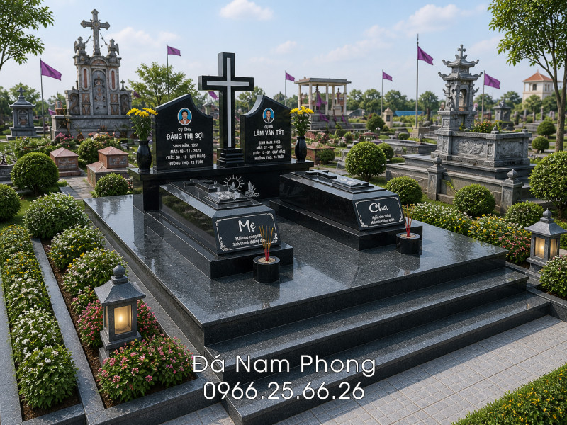 Mau Mo da Cong giao doi cho Cha Me bang da granite - Xây Lăng Mộ đá, Xây Mộ đá