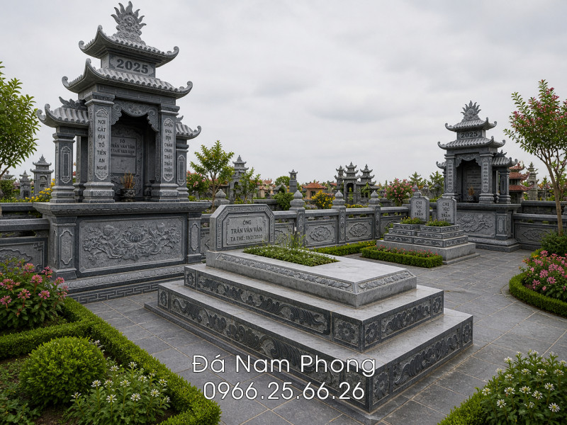 Mau Mo da dep Mo 3 cap chon 1 lan cho nguoi than trong gia dinh - Xây Lăng Mộ đá, Xây Mộ đá