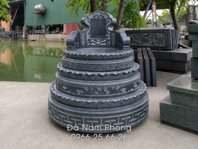 Mộ đá tròn 5 cấp - Mộ tròn đá xanh rêu | Đá mỹ nghệ Nam Phong
