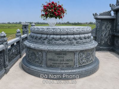 Mộ đá tròn phật giáo đẹp cho Bố Mẹ, Ông Bà | Đá mỹ nghệ Nam Phong