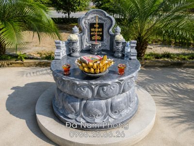 Mộ tròn 2 cấp đá nguyên khối - Mộ tròn đá xanh Thanh Hóa | Đá mỹ nghệ Nam Phong